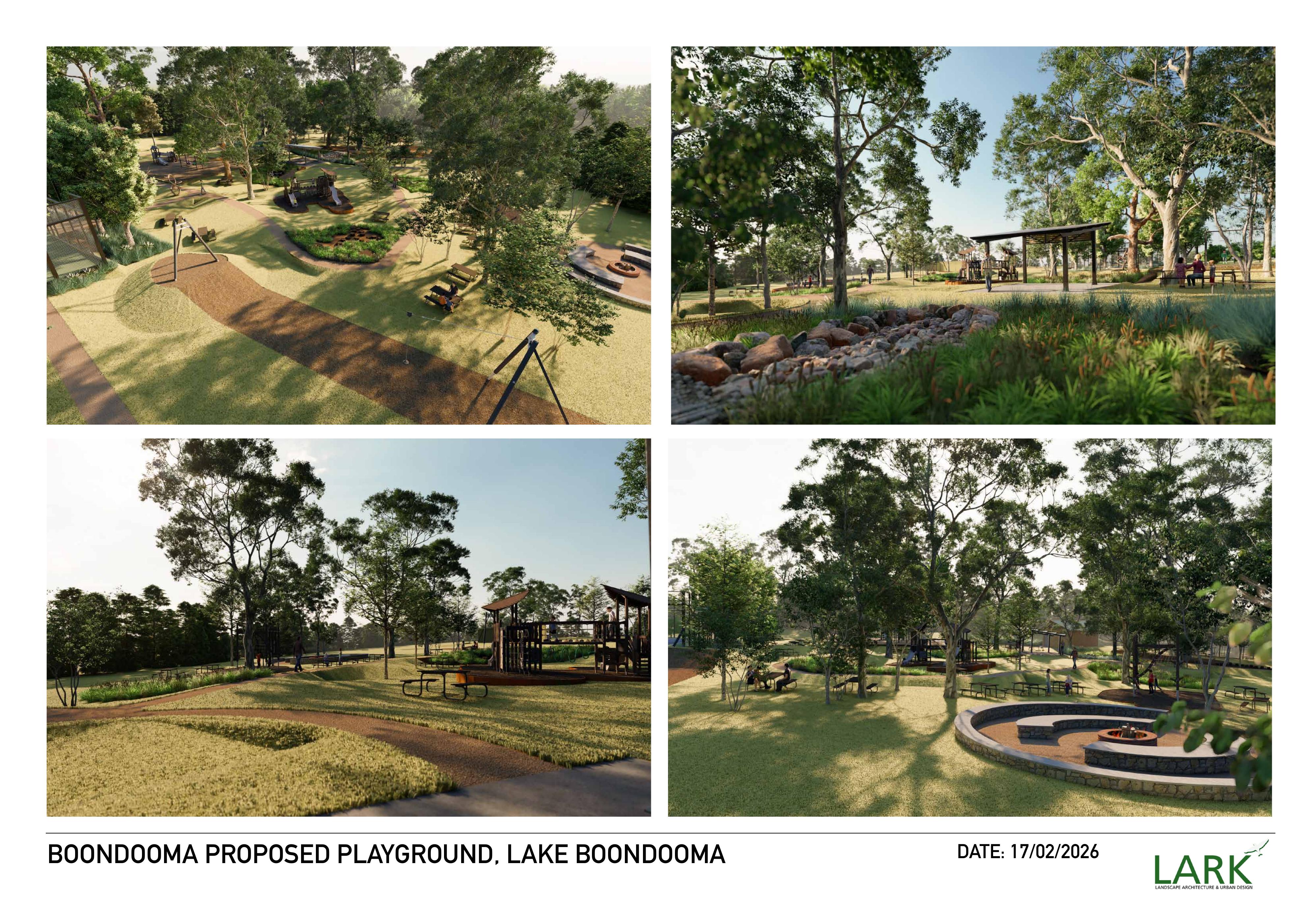 Boondooma Dam playground — additional 3D render sheet.