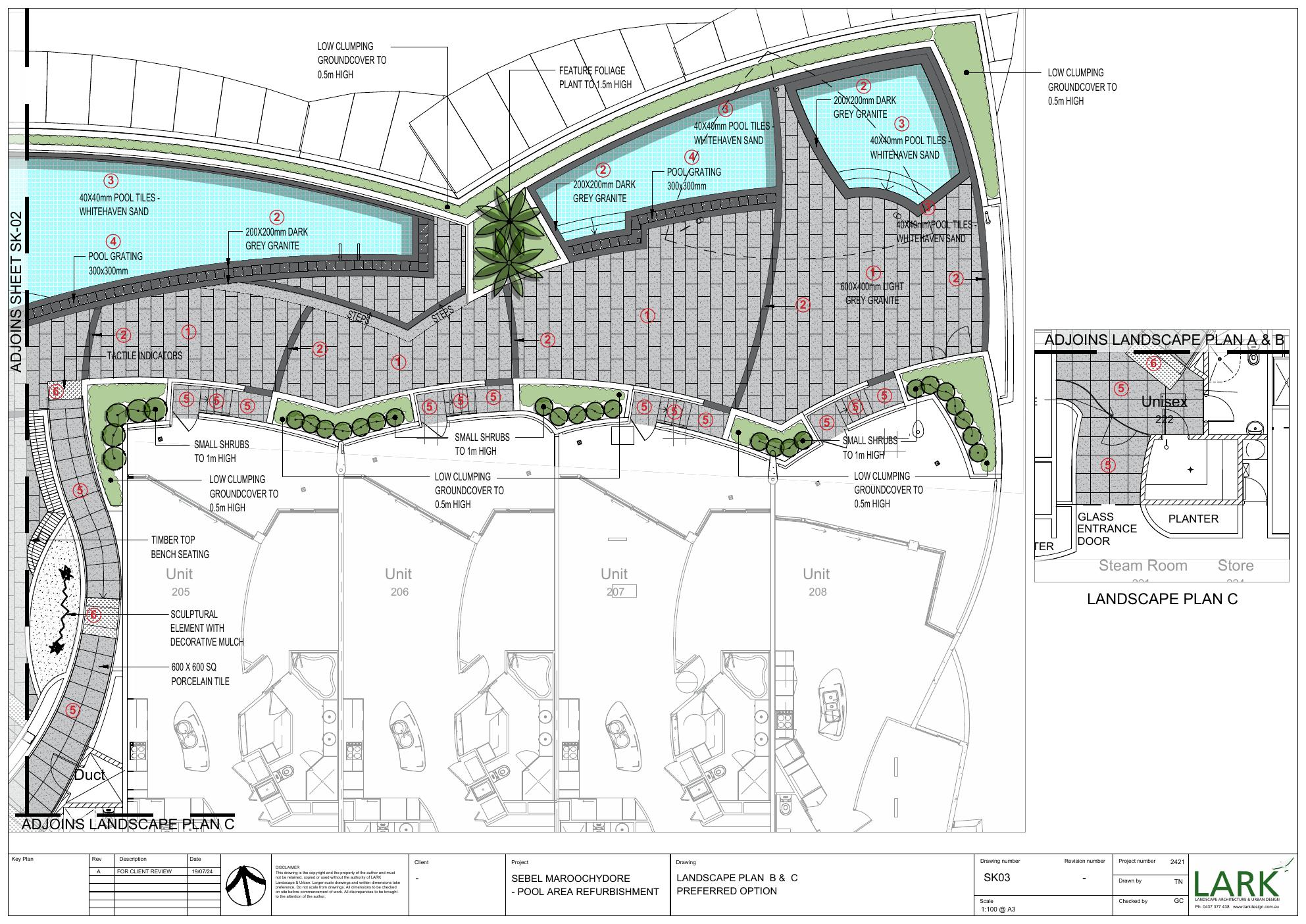 Sebel Maroochydore pool area refurbishment — sheet 3.